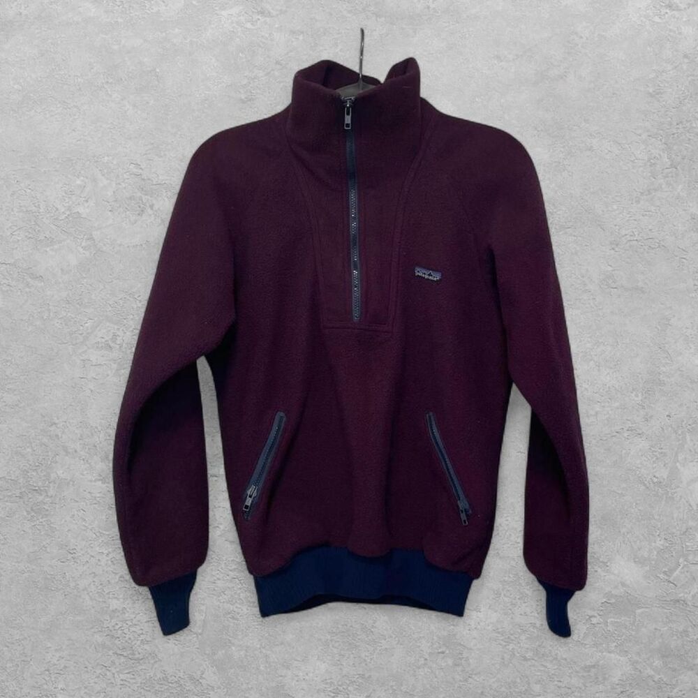 Vintage 80s Patagonia Deep Pile Fleece Plum M Half Zip Gorpcore